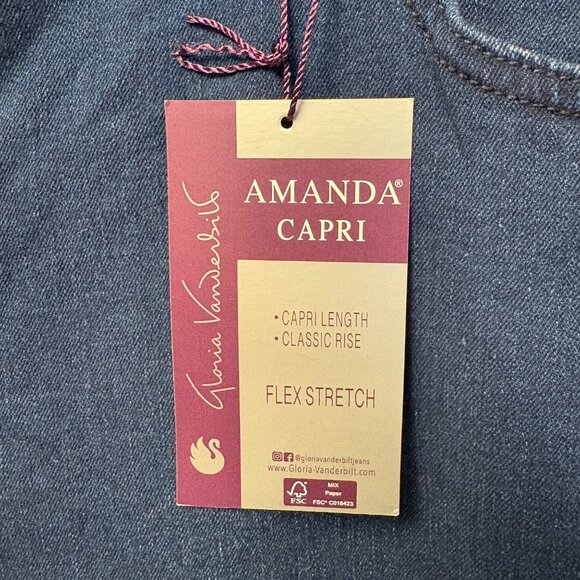 Gloria Vanderbilt Amanda Capri Jeans Womens Sz 24W Flex Stretch Slimming NEW - Picture 2 of 10